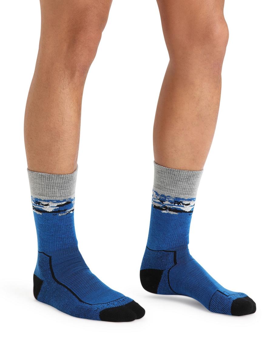 Lazurite / Black Men's Icebreaker Merino Hike+ Medium Crew Sedimentary Socks | USA 1002WNBY